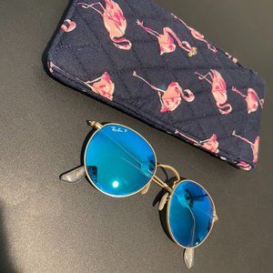Ray-Ban Blue Mirror Polarized Round Sunglasses